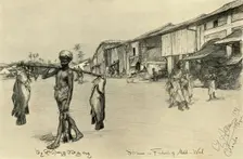 Street scene in a fishing village, Mutwal, Ceylon, 1898. Creator: Christian Wilhelm Allers