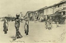 Street scene in a fishing village, Mutwal, Ceylon, 1898. Creator: Christian Wilhelm Allers