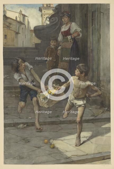 Street scene in an Italian city, 1865-1892. Creator: Nicolaes van der Waay.