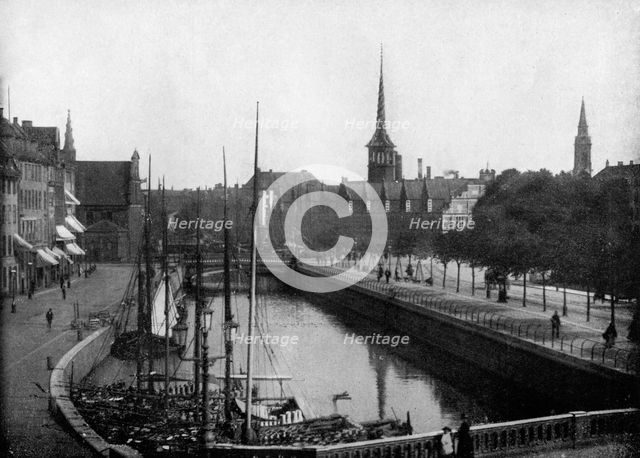 Street scene in Copenhagen, Denmark, 1893.Artist: John L Stoddard