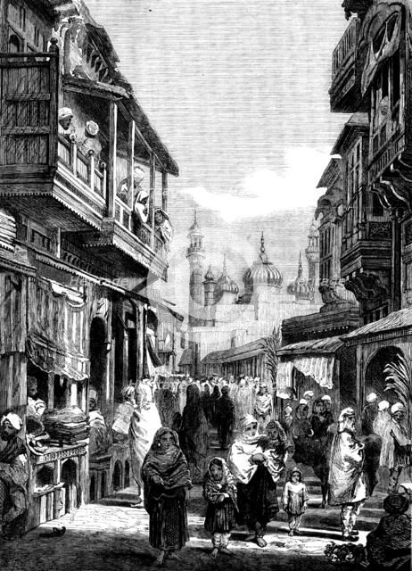 Street Scene in Lahore - from drawings by W. Carpenter, Jun., 1858. Creator: Unknown.