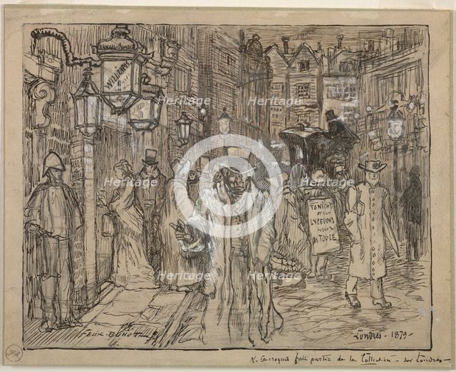 Street Scene in London, 1879. Creator: Félix Hilaire Buhot (French, 1847-1898).