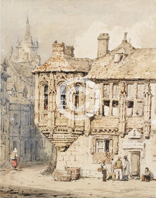 Street Scene in Rouen, early 19th century. Artist: Samuel Prout.