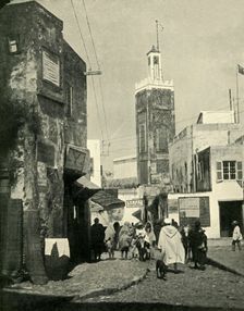 Street Scene in Tangier, Showing Mosque 1902. Creator: Unknown