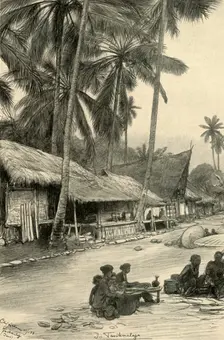 Street scene in Tasikmalaya, Java, 1898. Creator: Christian Wilhelm Allers