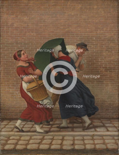 Street Scene in Windy and Rainy Weather, 1846. Creator: CW Eckersberg.