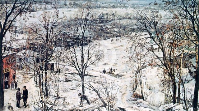 'Street Scene in Winter', 1919-1920. Artist: Isaak Brodsky