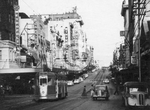 Street scene looking along Queen Street, from Edward Street  towards George Street, Brisbane, 1960. Creator: Unknown.