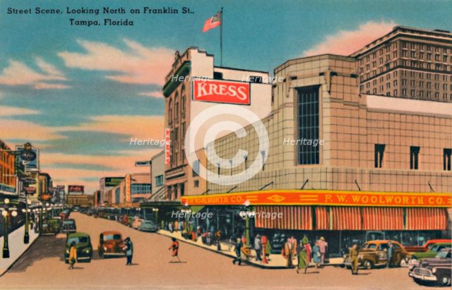 'Street Scene, Looking North on Franklin St., Tampa, Florida', c1940s. Artist: Unknown.