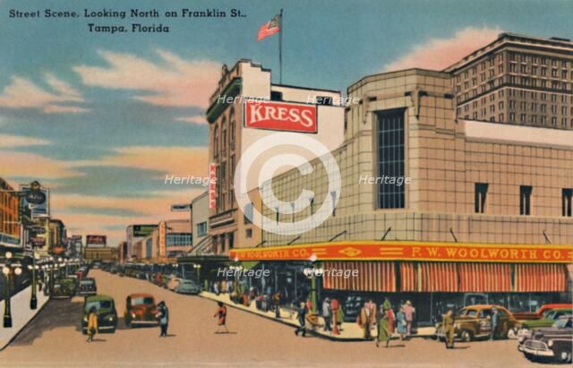 'Street Scene, Looking North on Franklin St., Tampa, Florida', c1940s. Artist: Unknown.