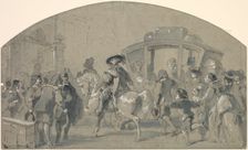 Street Scene (recto); Sketches (verso), c. 1848-49. Creator: Gustave Doré (French, 1832-1883)
