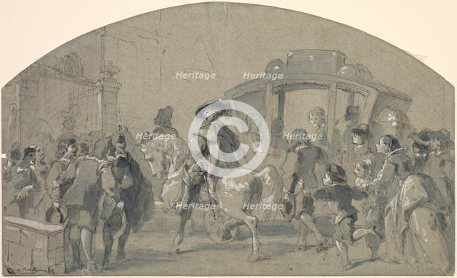 Street Scene (recto); Sketches (verso), c. 1848-49. Creator: Gustave Doré (French, 1832-1883).