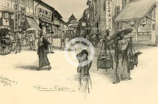 Street scene, Singapore, 1898.  Creator: Christian Wilhelm Allers.