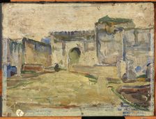 Street Scene, Tangier (Crenelated Architecture), ca. 1910. Creator: Henry Ossawa Tanner