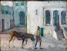 Street Scene, Tangier (Man Leading Calf), ca. 1910. Creator: Henry Ossawa Tanner