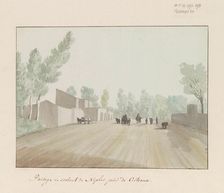 Street scene when leaving Naples at Cisterna, 1778. Creator: Louis Ducros