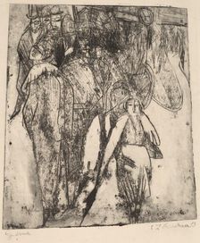 Street Scene with an Omnibus, 1914. Creator: Ernst Kirchner