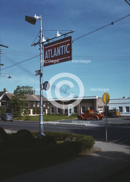Street scene, with building of the Southington News, Southington, Connecticut, 1942. Creator: Charles Fenno Jacobs.