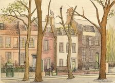 Street scene with trees, c1950. Creator: Shirley Markham