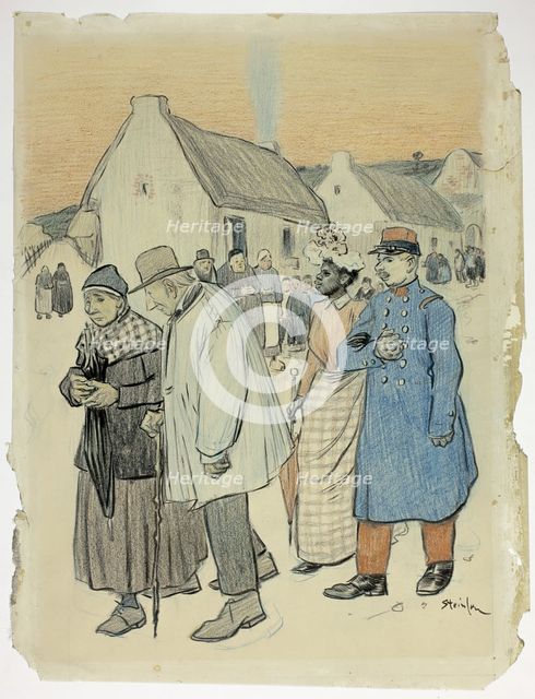 Street Scene with Two Couples, n.d. Creator: Theophile Alexandre Steinlen.