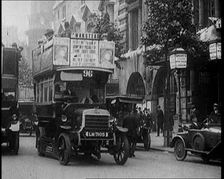 Street Scenes in Savoy Hill, London, with Buses Driving Through, 1922. Creator: British Pathe Ltd