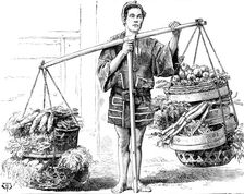 Street sketches in Tokio, Japan: seller of vegetables, 1890. Creator: Unknown