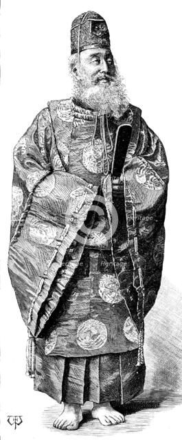 Street sketches in Tokio, Japan: Shinto priest in full costume, 1890. Creator: Unknown.