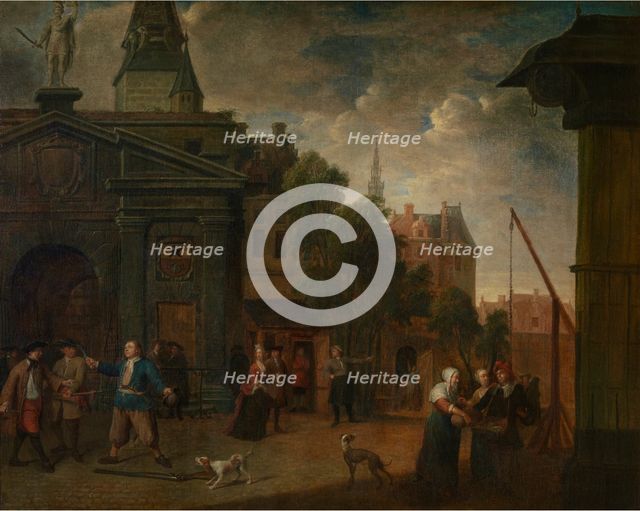 Street Theatre on the Yard in Antwerp, early 18th century. Creator: Balthasar van den Bossche.