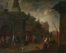 Street Theatre on the Yard in Antwerp, early 18th century. Creator: Balthasar van den Bossche