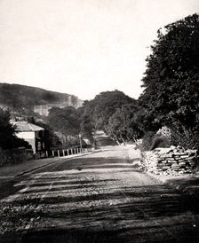Street through a valley in Hastings, Sussex, early 20th century
