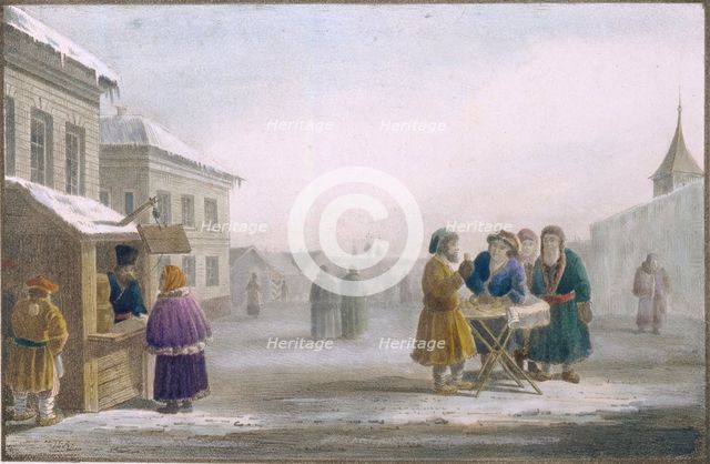 Street Tobacco Vendor at the Tobacco Store, 1825. Artist: Pluchart, Eugéne (1809-1880)