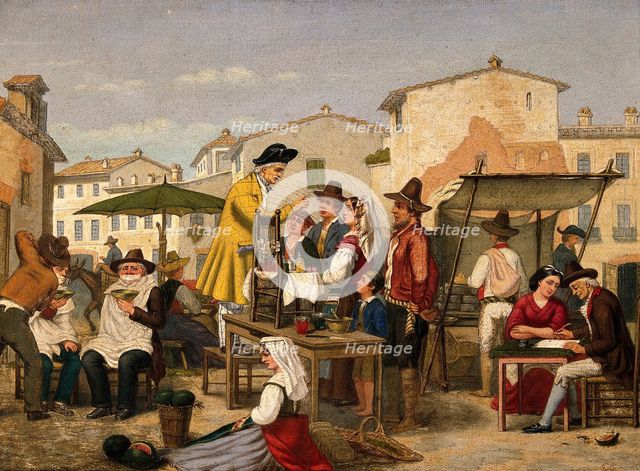 Street traders in a market square. Creator: G. S..