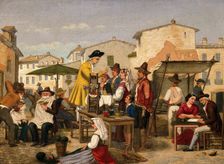 Street traders in a market square. Creator: G. S.