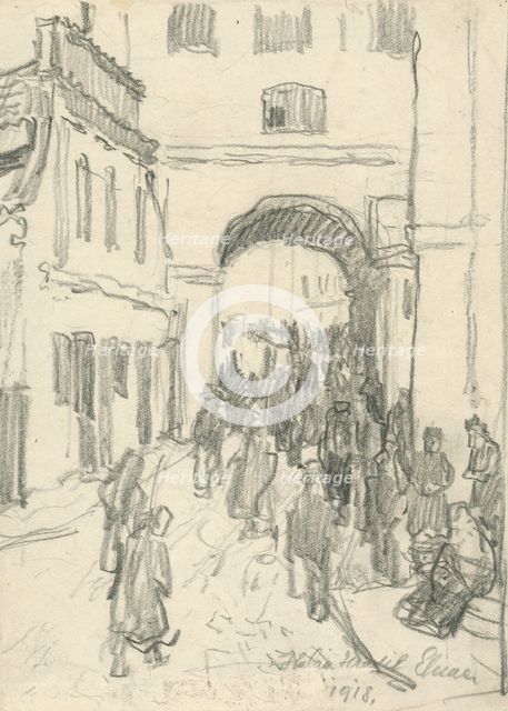 Street traffic, 1918. Creator: Elemír Halász-Hradil.
