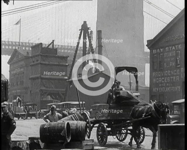 Street View of Building Sites in New York City, 1932. Creator: British Pathe Ltd.