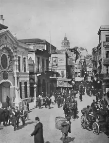 Street vista in Galata from end of bridge, Constantinople 1913