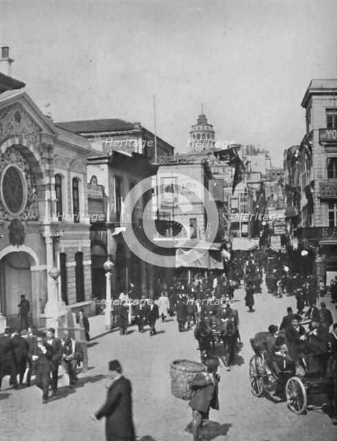 'Street vista in Galata from end of bridge, Constantinople', 1913. Artist: Unknown.