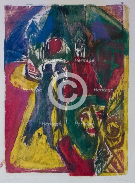 Street with Cocotte, Berlin Street Scene, 1915-1916. Creator: Kirchner, Ernst Ludwig (1880-1938).