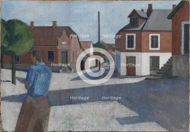 Street with Figure, 1936. Creator: Erik Raadal.
