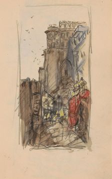 Street with figures, 1924-1925. Creator: Marius Bauer