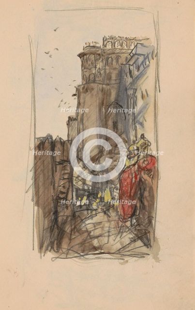 Street with figures, 1924-1925. Creator: Marius Bauer.