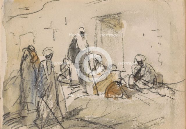 Street with figures in Luxor, 1919. Creator: Marius Bauer.