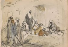 Street with figures in Luxor, 1919. Creator: Marius Bauer