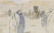 Street with figures near a house, 1923. Creator: Marius Bauer