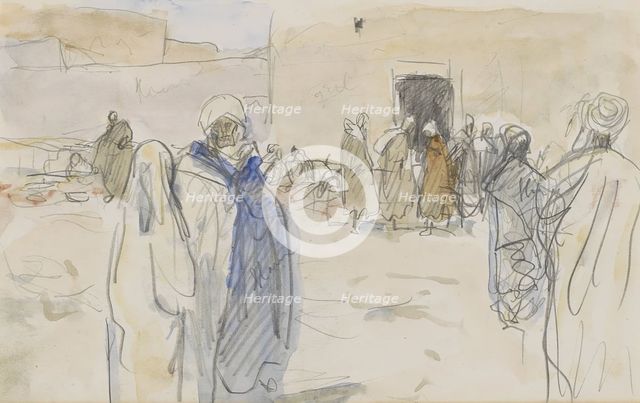 Street with figures near a house, 1923. Creator: Marius Bauer.