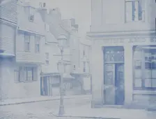 [Street with Lamp Post and Wine Shop], 1850s. Creator: Unknown