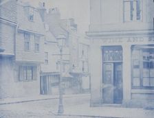 [Street with Lamp Post and Wine Shop], 1850s. Creator: Unknown