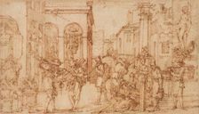 Street With Tradesmen, late 16th-early 17th century.. Creator: Giovanni Maria Tamburini