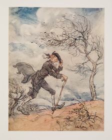 Striding along the profile of a hill on a windy day.., from The Legend of Sleepy Hollow, 1928