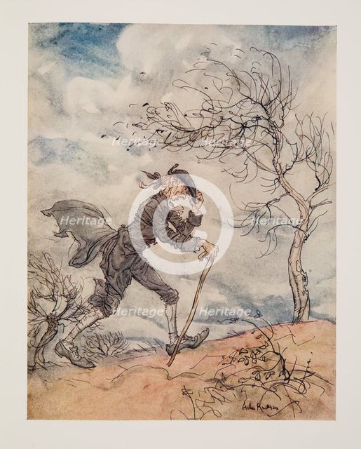 Striding along the profile of a hill on a windy day.., from The Legend of Sleepy Hollow, 1928.